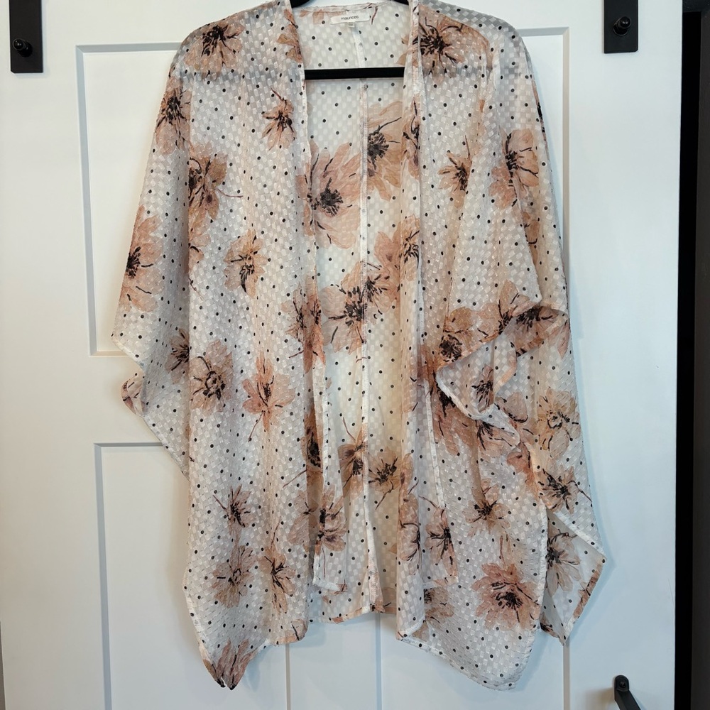 Maurices Floral Dot Kimono Blouse
